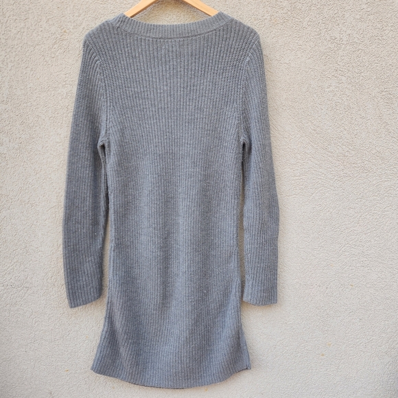 TOAD & CO Women's Sweater Dress Medium Gray Lambswool Ribbed Classic Minimalist - Picture 5 of 8